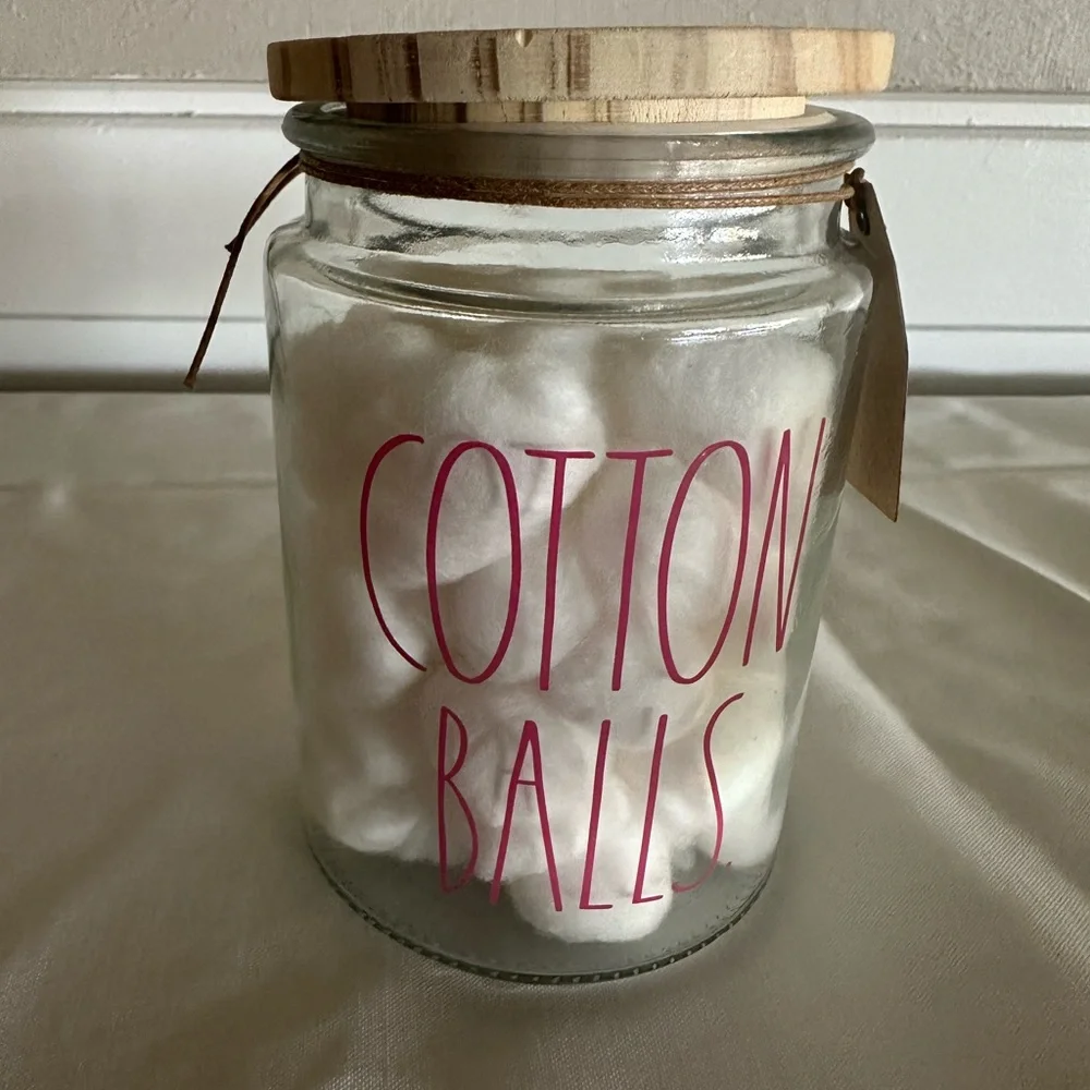 Rae Dunn “Cotton balls” glass storage container